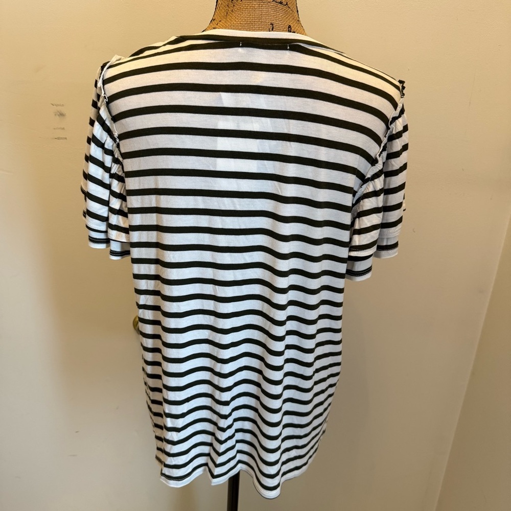 Green Envelope Black and White Striped Tee - Picture 8 of 9